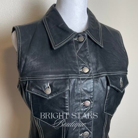 Rare Vintage Leather Wool Vest ASO Faith Lehane BtVS Womens Medium Vintage 90s - Picture 10 of 10